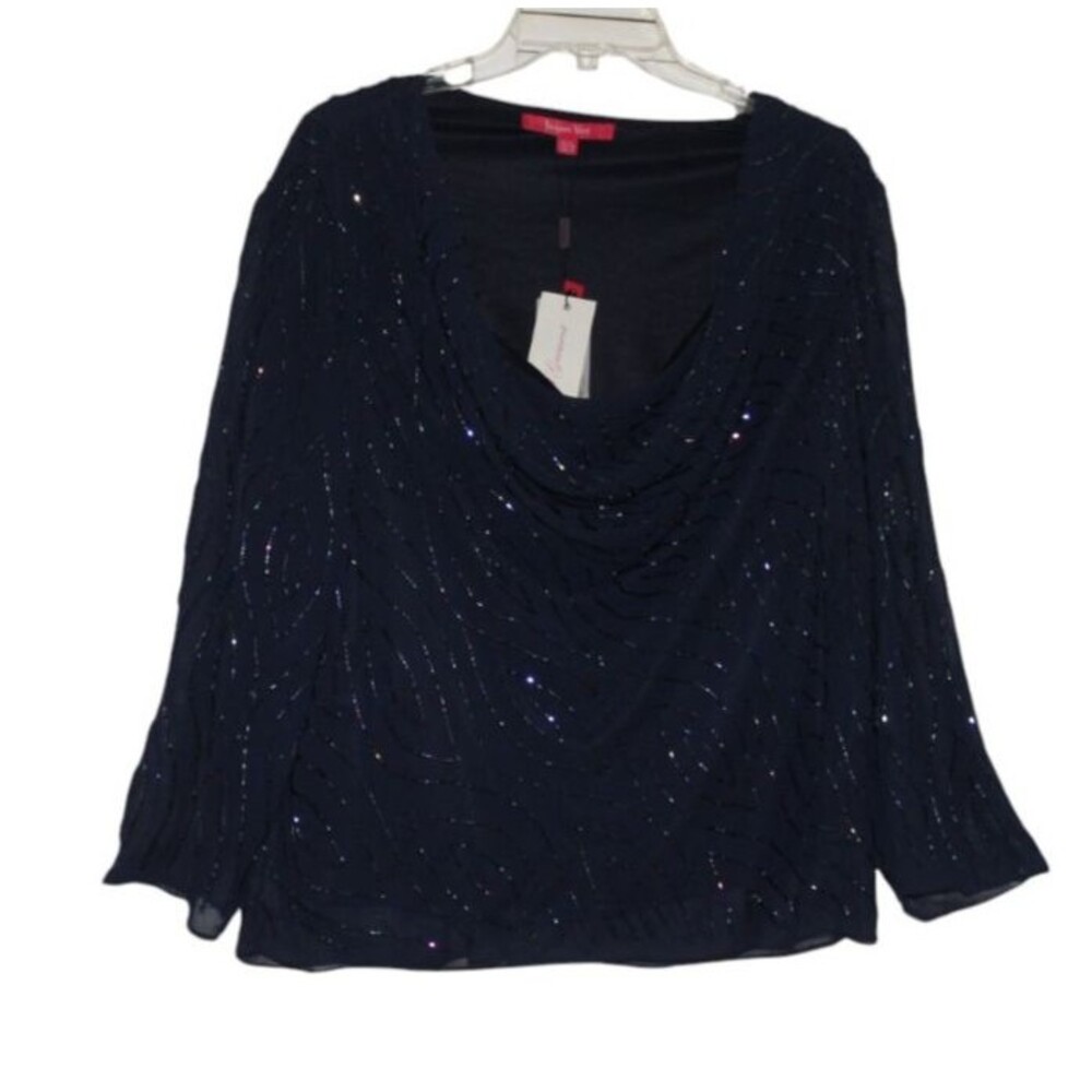 Jacques Vert Black Beaded Lined Woman's Size 20 Pullover Blouse